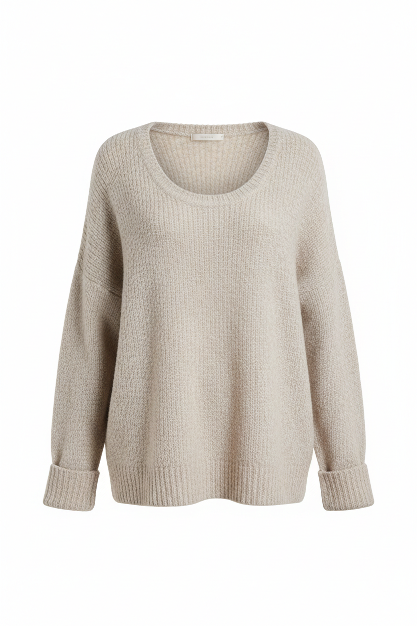 Scoop Neck Knitted Sweater