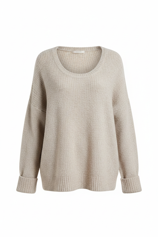 Scoop Neck Knitted Sweater